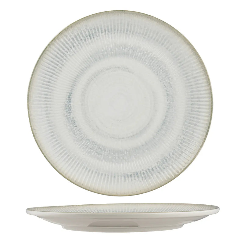 Ariane Paros Shell Aqua Round Porcelain Coupe Rimless Plate ( Case Of 12 )