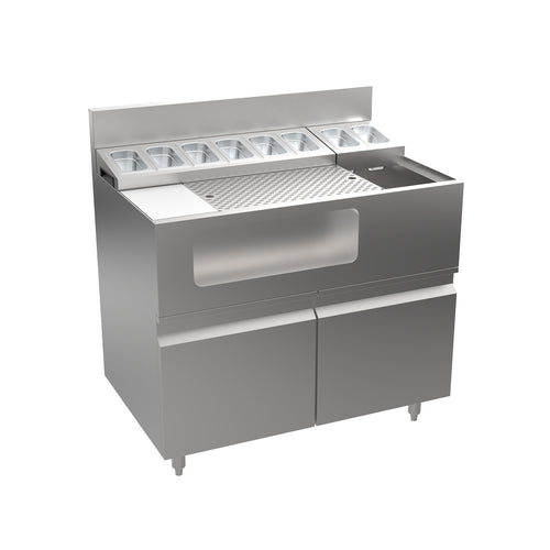 Krowne Alchemy Series The Thirty-Eight Lab – 38″ Stainless Steel Bar Station with Drawer Base