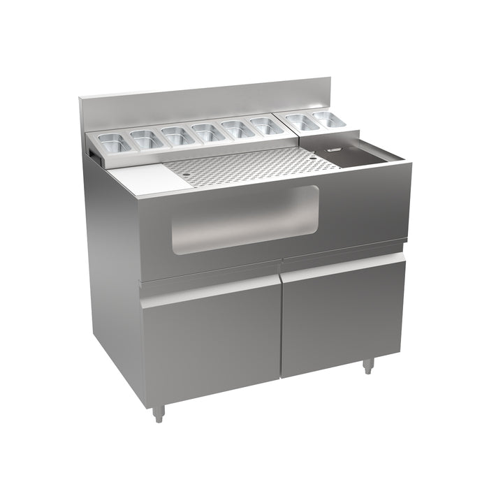 Krowne Alchemy Series The Thirty-Eight Lab – 38″ Stainless Steel Bar Station with Drawer Base
