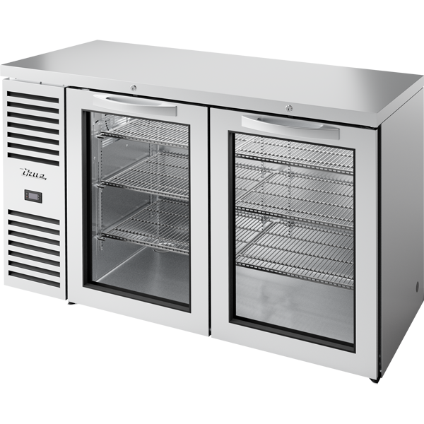 True TBR60-RISZ1-L-S-GG-1 Reach-In Single Zone Refrigerator with Left Side Refrigeration System. Stainless Exterior and Glass Swing Doors