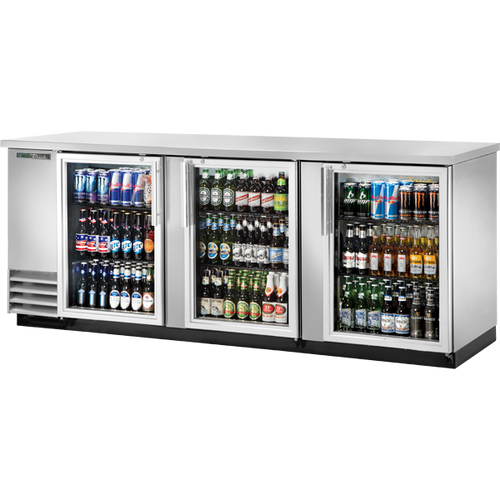 True TBB-4G-S-HC-LD Glass Swing Door Stainless Steel Back Bar Cooler with LED Lighting & Hydrocarbon Refrigerant
