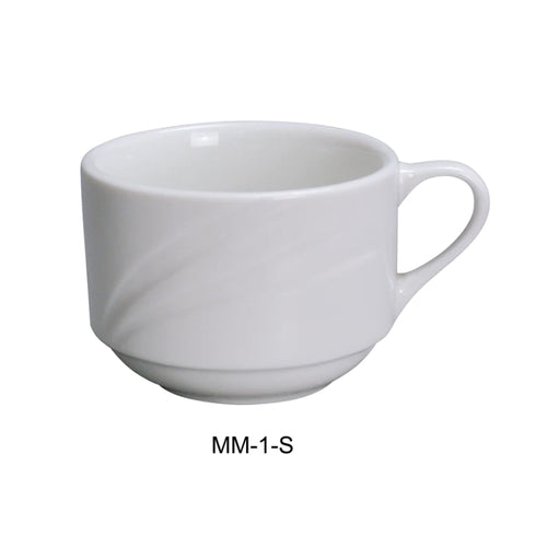 Yanco MM-1-S 3 1/2" Stackable Cup, Embossed Pattern Bone, White Durable China 7.5 Oz, Pack of 36 (3 Dz)