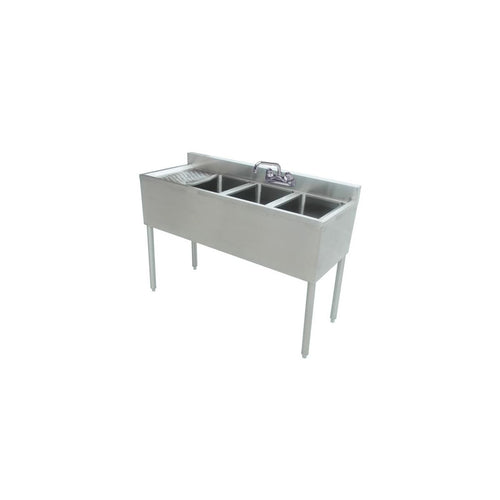 Prepline BAR-3C-L three-bowl underbar sink with left drainboard