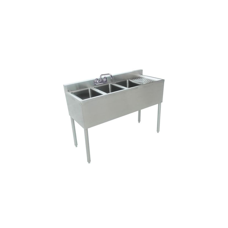 Prepline BAR-3C-R three-bowl underbar sink with right drainboard