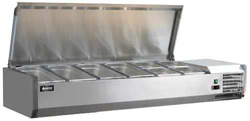 Omcan 46657-59" Refrigerated Topping Rail with Stainless Steel Cover