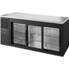 True TBR72-RISZ1-L-B-111-1 Reach-In Single Zone Refrigerator with Left Side Refrigeration System. Black Exterior and Glass Slide Doors