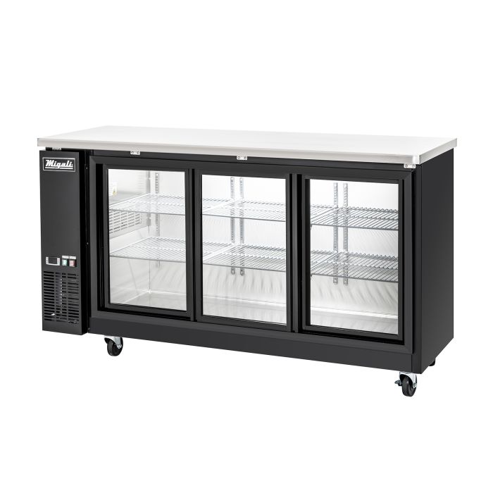 Migali C-BB72SG-HC 72" Sliding Glass Door Back Bar Refrigerator – 21.8 Cu. Ft.