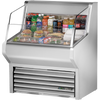 True THAC-36-S-HC-LD Horizontal Air Curtain Refrigerated Merchandiser with Stainless Exterior, Hydrocarbon Refrigerant & LED Lighting