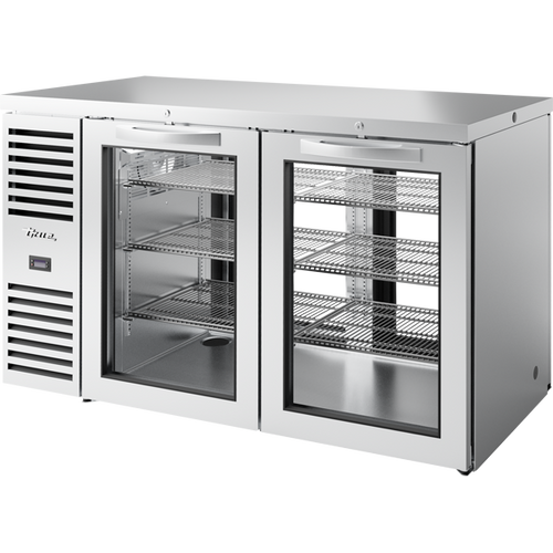 True TBR60-PTSZ1-L-S-GG-GG-1 Pass-Thru Single Zone Refrigerator with Left Side Refrigeration System. Stainless Exterior and Glass Swing Doors