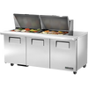 True TSSU-72-24M-B-ST-HC Mega-Top Solid Door Sandwich/Salad Unit with Hydrocarbon Refrigerant