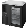 True TBR32-RISZ1-L-B-G-1 Reach-In Single Zone Refrigerator with Left Side Refrigeration System. Black Exterior and Glass Swing Doors