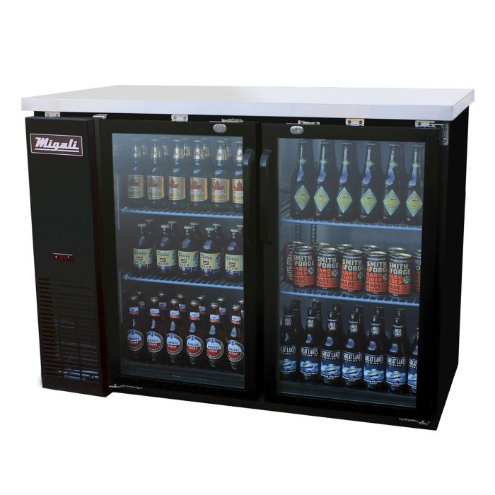 Migali C-BB48G-HC 48" Glass Door Back Bar Refrigerator – 11.8 Cu. Ft.
