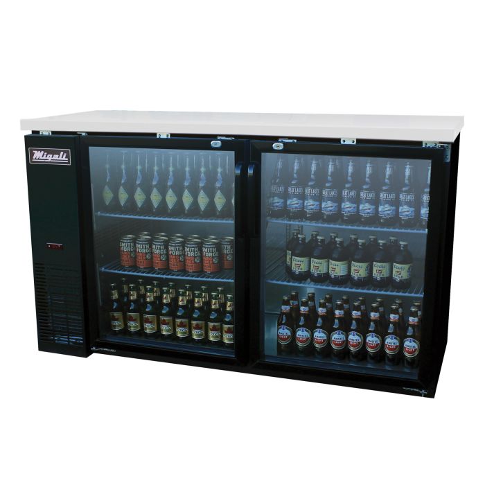 Migali C-BB60G-HC 60" Glass Door Back Bar Refrigerator – 15.8 Cu. Ft.