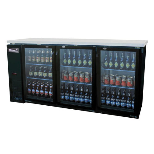 Migali C-BB72G-HC 72" Glass Door Back Bar Refrigerator – 19.6 Cu. Ft.