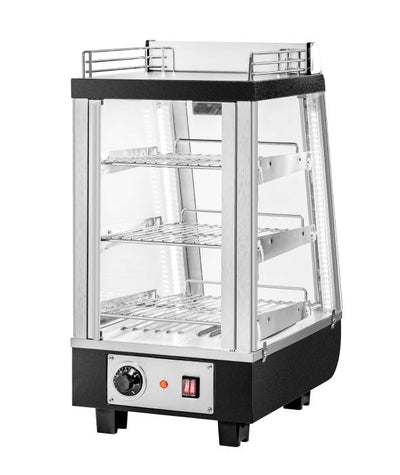 Migali Heated Countertop Display Case with Straight Glass, Front & Rear Sliding Doors