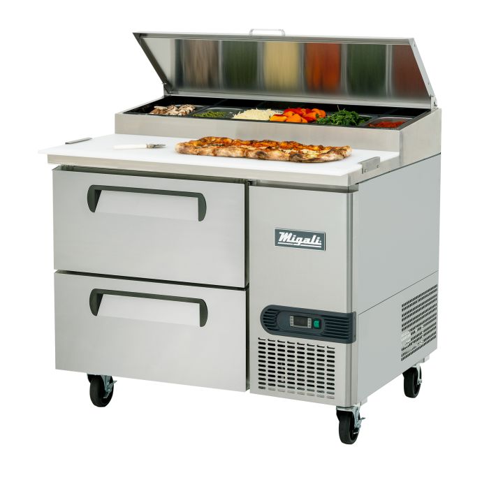 Migali C-PP44-D-HC 44" Pizza Prep Table with Drawers – 6 Pan Capacity
