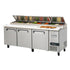 Migali C-PP93-D-HC 93" Pizza Prep Table with Drawers – 12 Pan Capacity