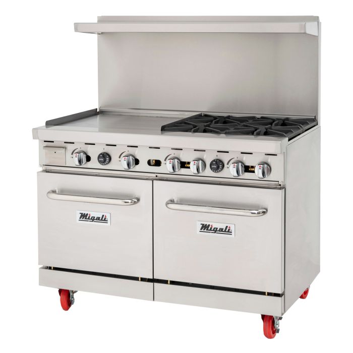 Migali Commercial Gas Range with Left-Side Griddle & Standard Oven – 2, 4 & 6 Burner Models (NG / LP)