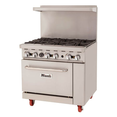 Migali Commercial Gas Range with Standard Oven – 4, 6, 8 & 10 Burner Models (NG / LP)
