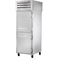 True STR1RPT-2HS-1G-HC Pass-Thru Solid Half Front/Glass Rear Swing Doors Refrigerator