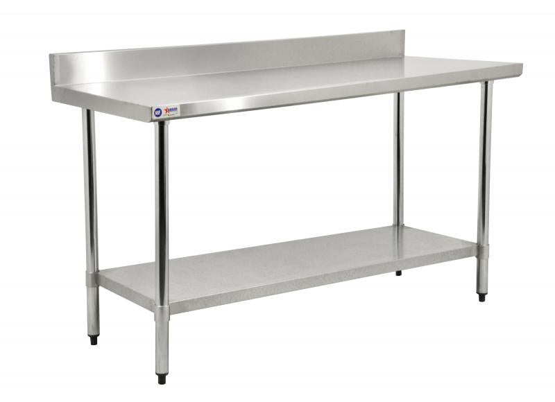 Omcan Stainless Steel Work Table with Backsplash – Commercial Kitchen Prep Table