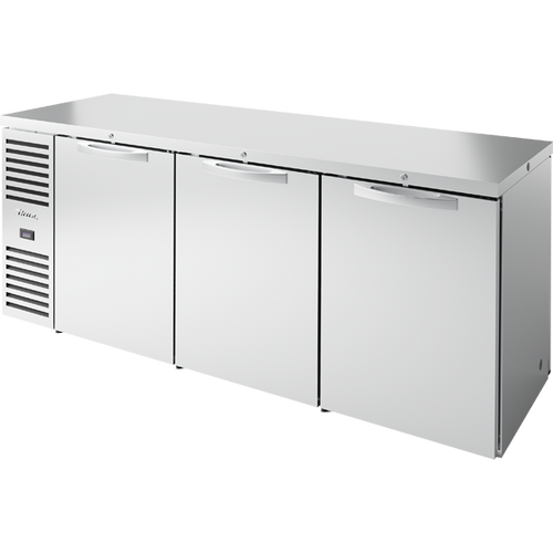 True TBR84-PTSZ1-L-S-SSS-SSS-1 Pass-Thru Single Zone Refrigerator with Left Side Refrigeration System. Stainless Exterior and Solid Swing Doors