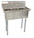 Omcan 3 Tub Sink with 1.8″ Corner Drain, Drainboard Optional, 18-gauge Stainless Steel, NSF