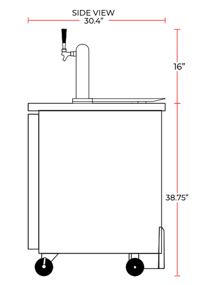 Coldline CDD-1 beer dispenser open cabinet view