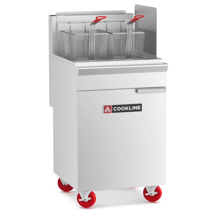Cookline CF75-LP 21" 75 lb Liquid Propane Commercial Floor Fryer - 150,000 BTU product image