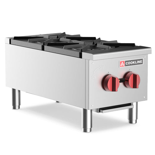 Cookline CHP-12-2 12-Inch Two-Burner Gas Countertop Hot Plate - 50,000 BTU