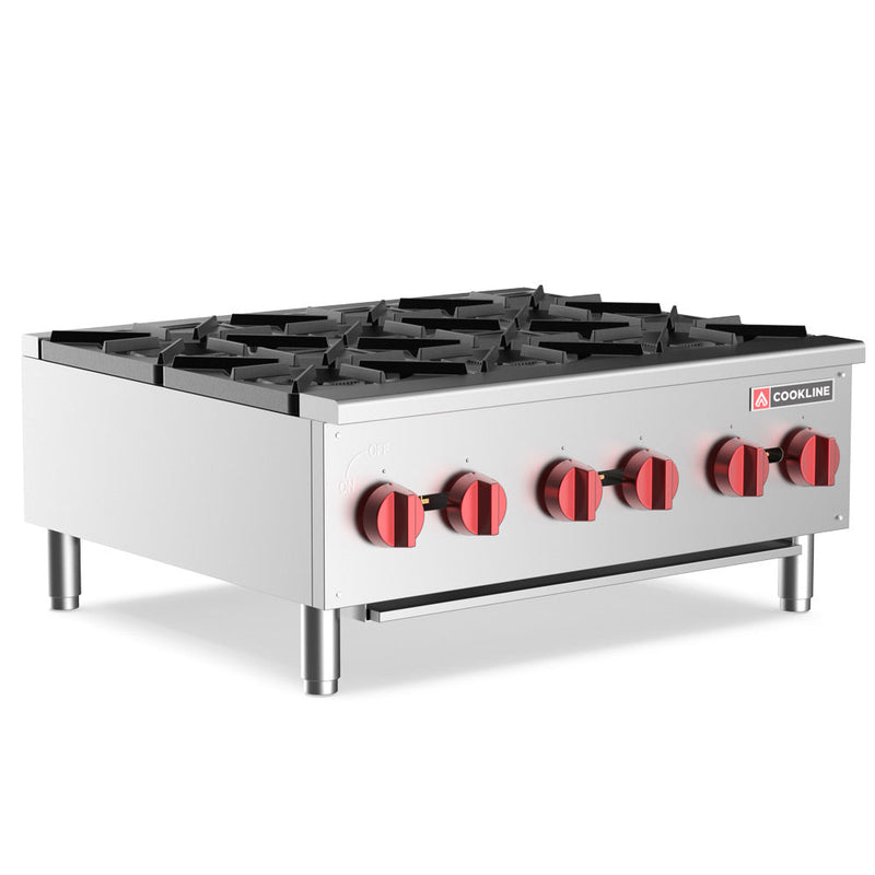 Cookline CHP-36-6 36-Inch Six-Burner Gas Countertop Hot Plate - 150,000 BTU
