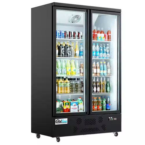 Coldline G2-B 49-inch double glass door merchandiser refrigerator, front view
