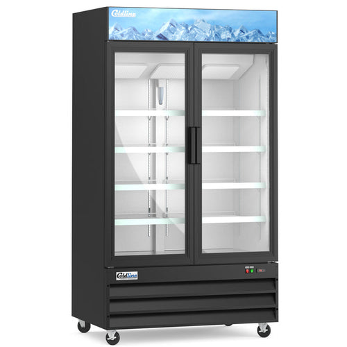Coldline G48-B 48-inch double glass door merchandiser refrigerator in black