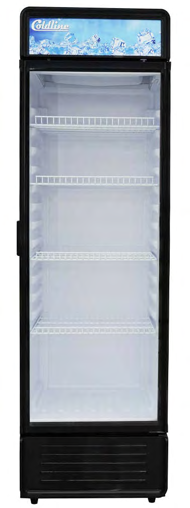 Coldline G8E-B 22-inch black glass door merchandiser refrigerator