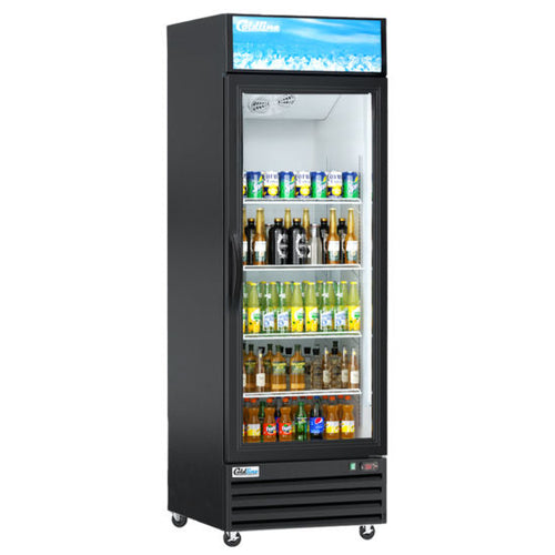 Coldline LGX-426WL 24-inch black glass door merchandiser refrigerator