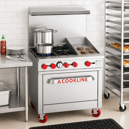 Cookline CR36-12G 36-inch natural gas 4-burner range with 12-inch griddle and oven
