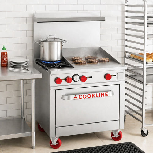 Cookline CR36-24G 36-inch natural gas 2-burner range with 24-inch griddle and oven