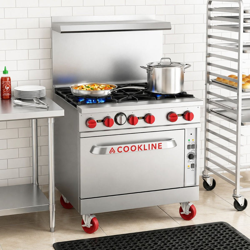 Cookline CR36-6C 36-inch natural gas 6-burner range with convection oven