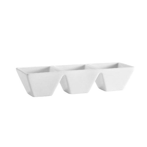 CAC Chinaware City Square 3 Compartment Rect. Tray 3.5ozx3 9"