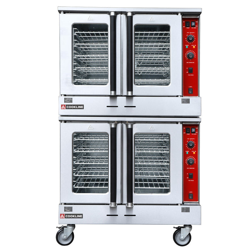 Cookline CV100-DBL Full-Size Double-Deck Natural Gas Convection Oven - 120,000 BTU