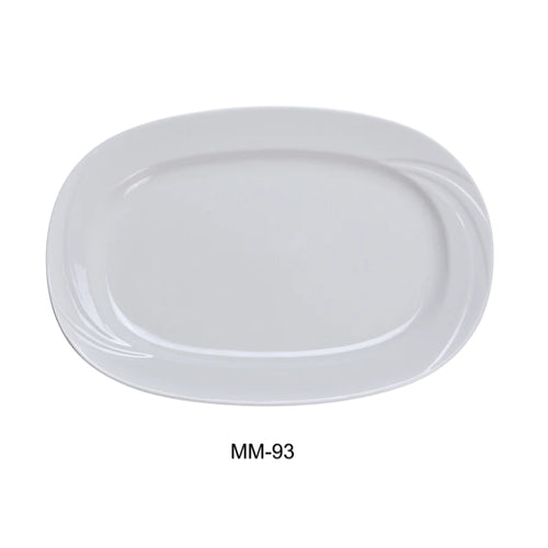 Yanco MM-93 11 3/4" X 8 1/2" Rectangular Platter, Embossed Pattern Bone, White Durable China, Pack of 12 (1 Dz)