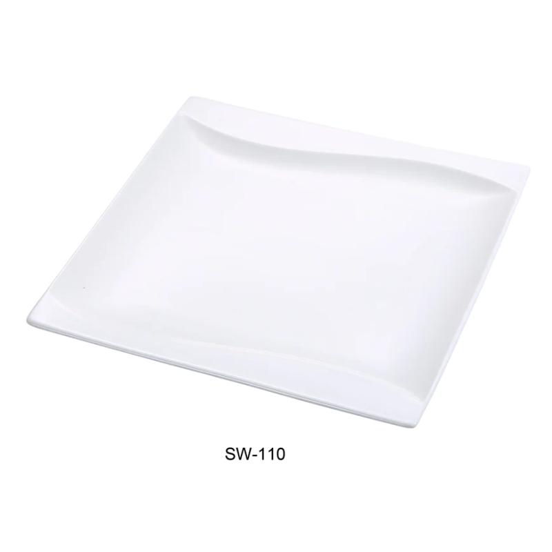Yanco SW-110 Sea Wave 10″ Square Plate, China, Bone White (2Dz)