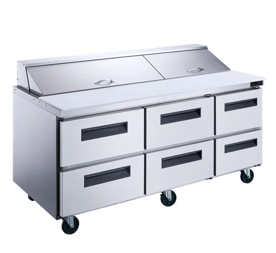 Commercial Food Prep Table Refrigerator-6-Drawer Megatop Dukers DSP72-30M-D6