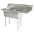 OMCAN Two Tub Sink with 3.5″ Center Drain, Optional Drain Boards, Stainless Steel, NSF