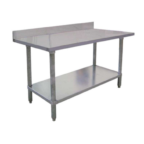 Omcan stainless steel work table with 4-inch backsplash