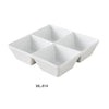 Yanco ML-814 7" Four Divided Square Bowls, Super White, High Quality Porcelain 6 Oz Each, Pack of 24 (2 Dz)