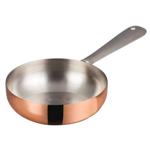 DCWC-201C Copper Plated Steel 5-1/2" Diameter Mini Fry Pan Serving Dish with Handle by Winco
