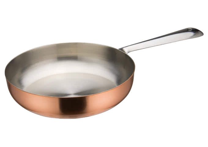 DCWC-201C Copper Plated Steel 5-1/2" Diameter Mini Fry Pan Serving Dish with Handle by Winco