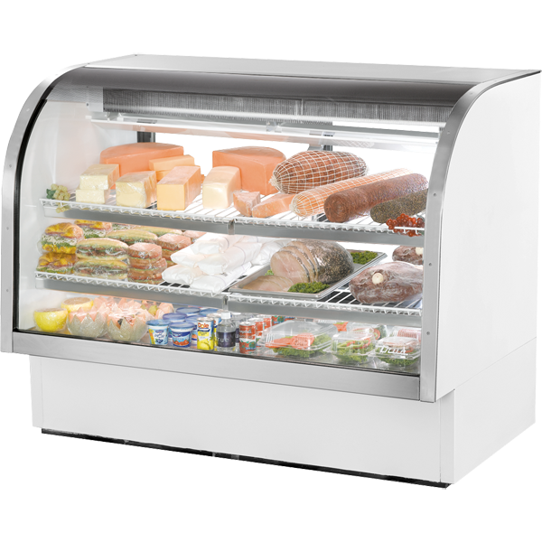 True TCGG-60-HC-LD Curved Glass Refrigerated Deli Case