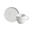 Porto Brasil Linhas Stackable Tea Cup with Saucer Stoneware - 4.06 oz. New White ( Case of 12)